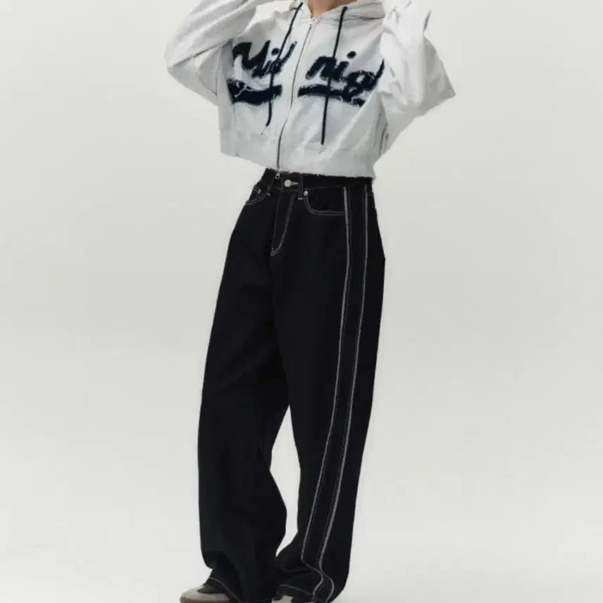 [BUNJANG] Midnight Move Line Denim Pants - Blue S / 미드나잇 무브 라인 데님 팬츠 - 블루 S