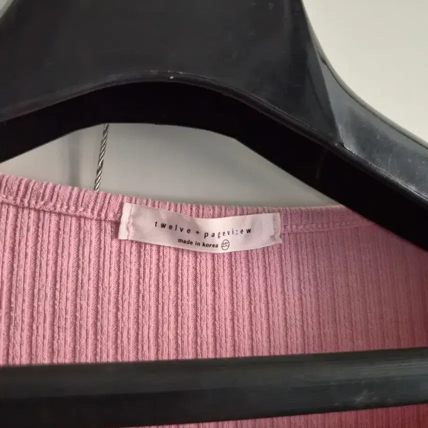 [BUNJANG] Pink Ribbed Crop Cardigan / 핑크 골지 크롭 티