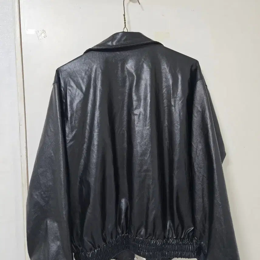 [BUNJANG] Black Faux Leather Jacket / 블랙 레더 가죽 자켓 점퍼