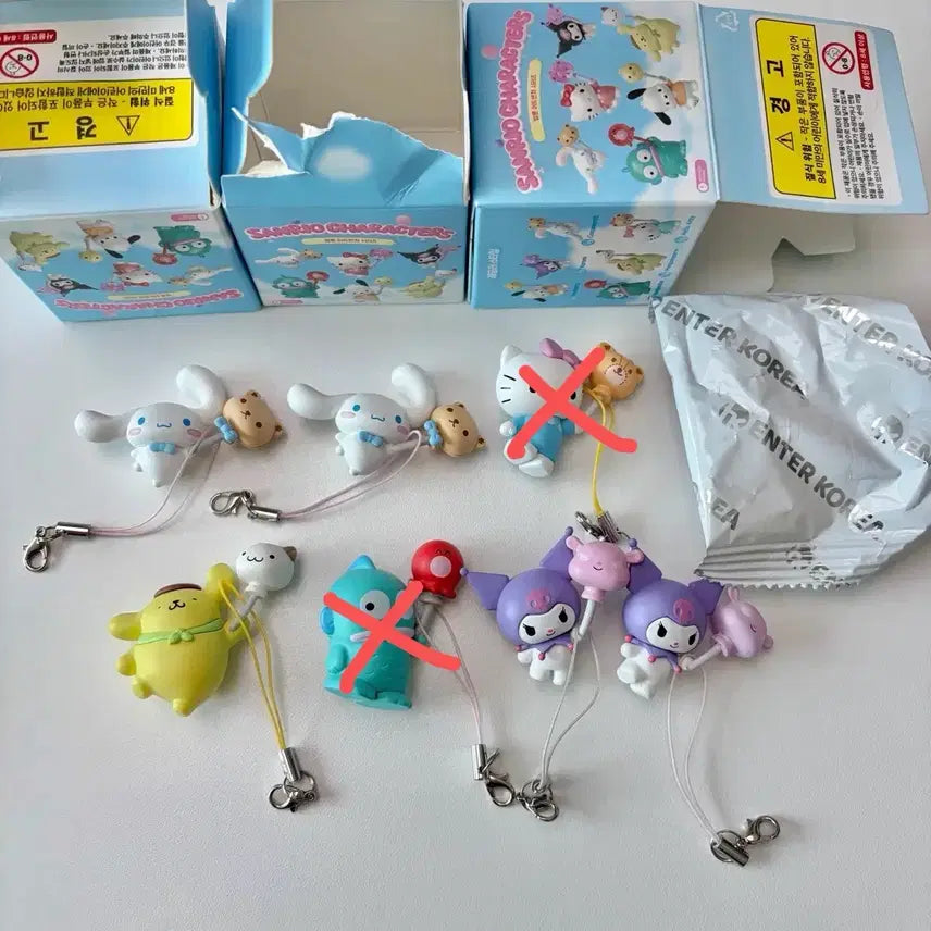 [BUNJANG] Sanrio Balloon Adventure Strap Keyring Set / 산리오 벌룬 어드벤처 스트랩 키링 한교동 쿠로미 폼폼푸린 시나모롤