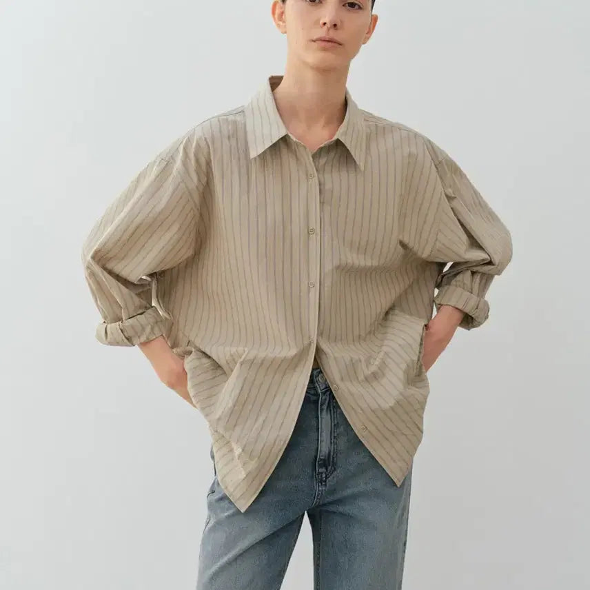 [SOLD OUT] Moia 모이아 셔츠 stripe shirt (vintage khaki)