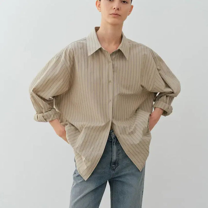 [SOLD OUT] Moia 모이아 셔츠 stripe shirt (vintage khaki)