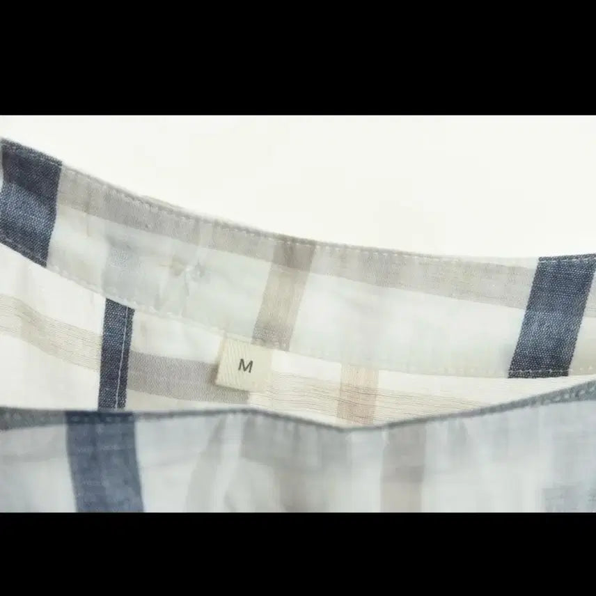 [BUNJANG] Vintage White Check Cotton Blouse / 일본빈티지 화이트 체크 반팔 코튼 블라우스