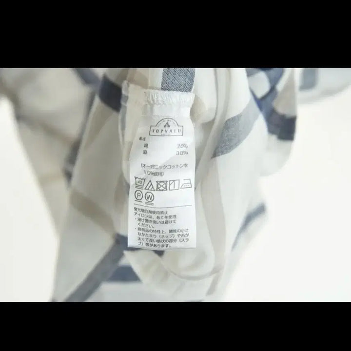 [BUNJANG] Vintage White Check Cotton Blouse / 일본빈티지 화이트 체크 반팔 코튼 블라우스