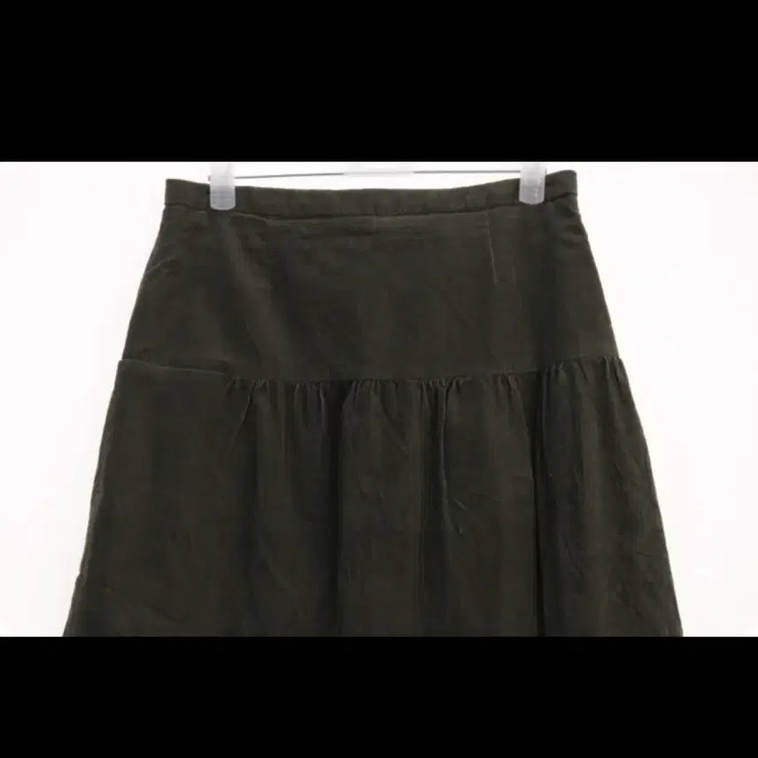 [BUNJANG] Khaki Shirred Midi Skirt / 카키색 셔링 롱 미디 스커트