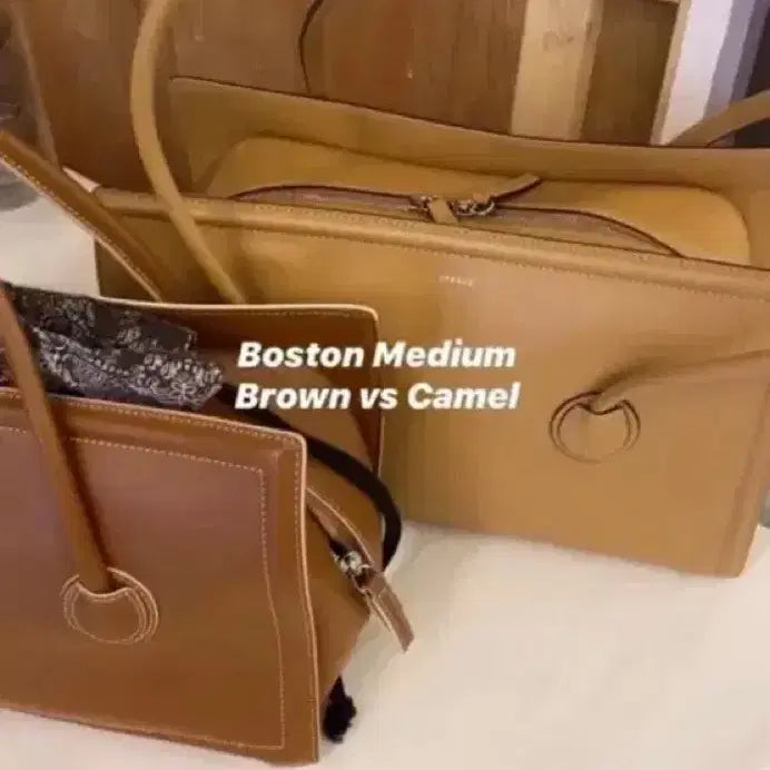 [BUNJANG] Margesherwood Boston Bag Medium Camel Plain / 마지셔우드 보스턴백(사진많음) 미디움 카멜 플레인