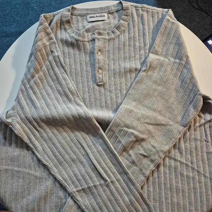 [BUNJANG] Milo Archive Henley Neck Knit Gray XL / 밀로아카이브 헨리넥 니트 그레이 xl