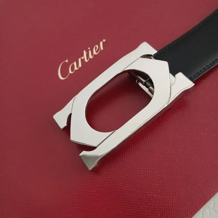 [BUNJANG] Cartier Tank Black Leather Belt / 까르띠에 탱크 블랙 가죽 벨트 쇼핑백 포함