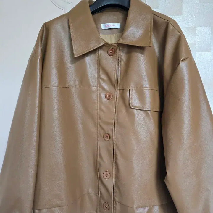 [BUNJANG] Brown Leather Crop Jacket / 브라운 레더 크롭 자켓