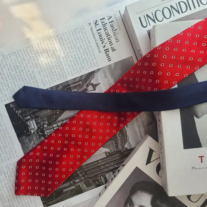 [BUNJANG] Tommy Hilfiger Silk Red Micro Pattern Tie / 타미힐피거 실크 레드 패턴 넥타이 7.8cm S~A+등급 G2