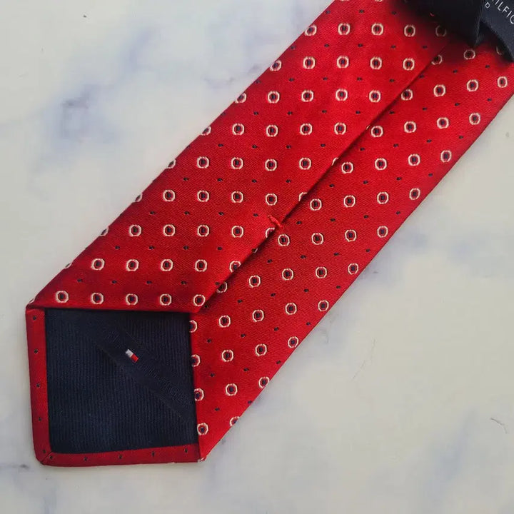 [BUNJANG] Tommy Hilfiger Silk Red Micro Pattern Tie / 타미힐피거 실크 레드 패턴 넥타이 7.8cm S~A+등급 G2