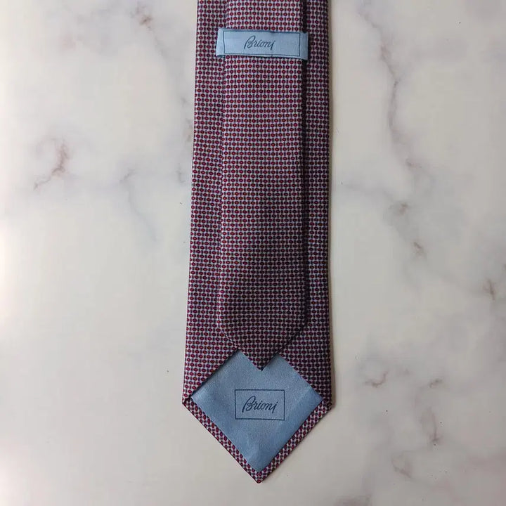 [BUNJANG] Brioni Silk Tie - Blue Wine Micro Pattern 8cm / 브리오니 실크 블루 와인 패턴 넥타이 8cm S~A+등급 E906