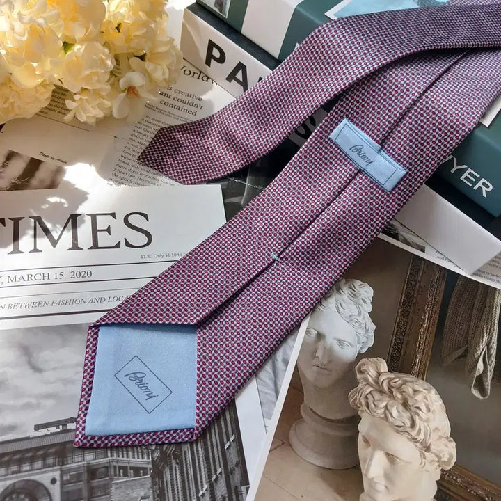 [BUNJANG] Brioni Silk Tie - Blue Wine Micro Pattern 8cm / 브리오니 실크 블루 와인 패턴 넥타이 8cm S~A+등급 E906