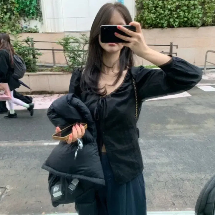[SOLD OUT] 센느샵 블라우스 블랙색상(새상품)
