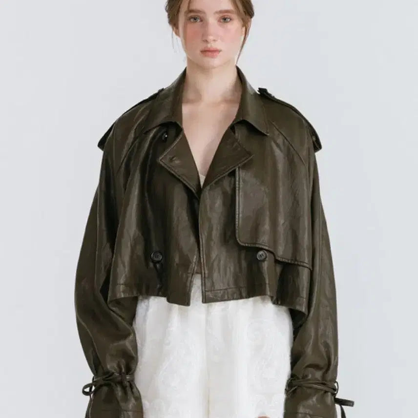 [BUNJANG] Moifair Leather Strap Trench Jacket / 모이페어 레더 스트랩 트렌치 자켓 브라운