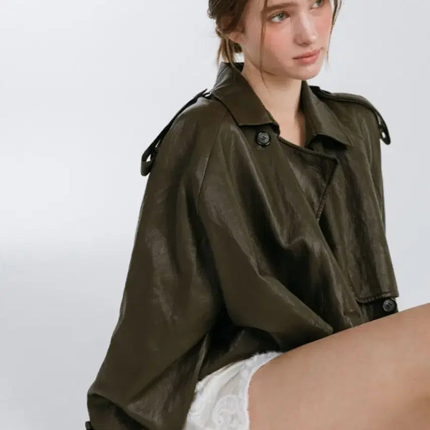 [BUNJANG] Moifair Leather Strap Trench Jacket / 모이페어 레더 스트랩 트렌치 자켓 브라운