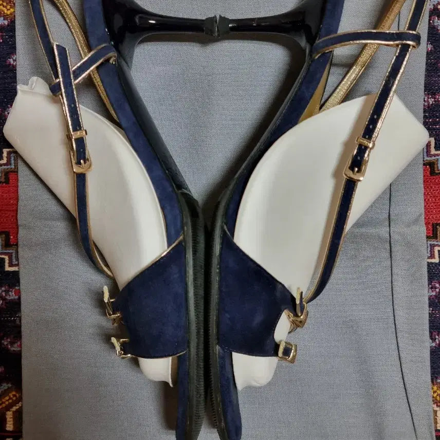 [BUNJANG] Ferragamo Navy Suede Strap Sandals / 정품 페라가모 네이비 스트랩힐 명품샌들, 245mm/38 (상태아주좋음)