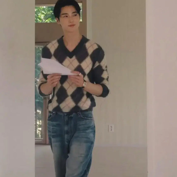 [BUNJANG] Marni Argyle Pattern Knit (Won-Seok Byun Wear, Size 50) / 아가일 패턴 마르니 니트 (변우석 착용, 1회착, 새상품급)