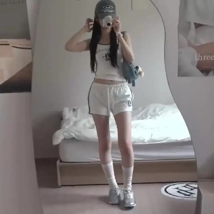 [BUNJANG] Pale JADE Trackline Shorts 2pc Set White Size 2 / 페일제이드 Trackline Shorts 2pc 세트 새상품 (택O)