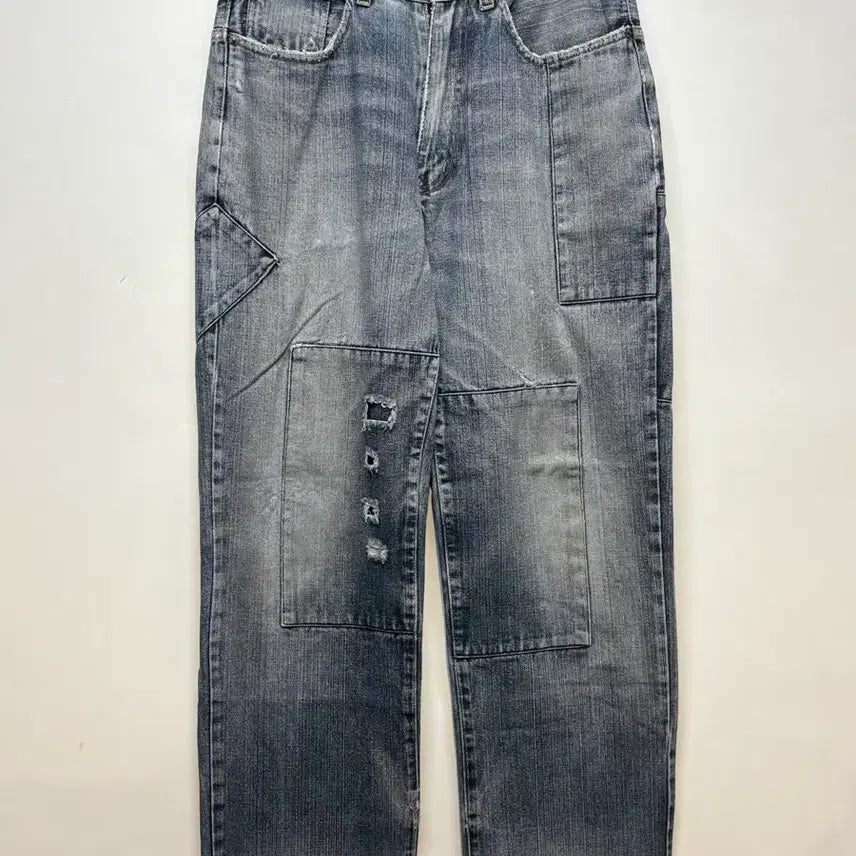 [BUNJANG] Patchwork Painting Denim Pants / 패치워크 페인팅 데님