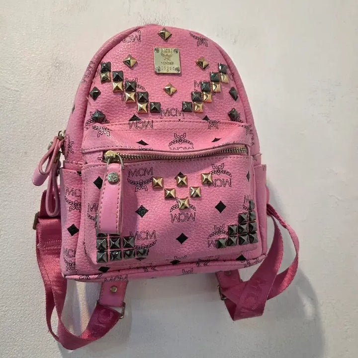 [BUNJANG] MCM Pink Studded Backpack Mini / MCM 핑크 스터드 백팩 미니