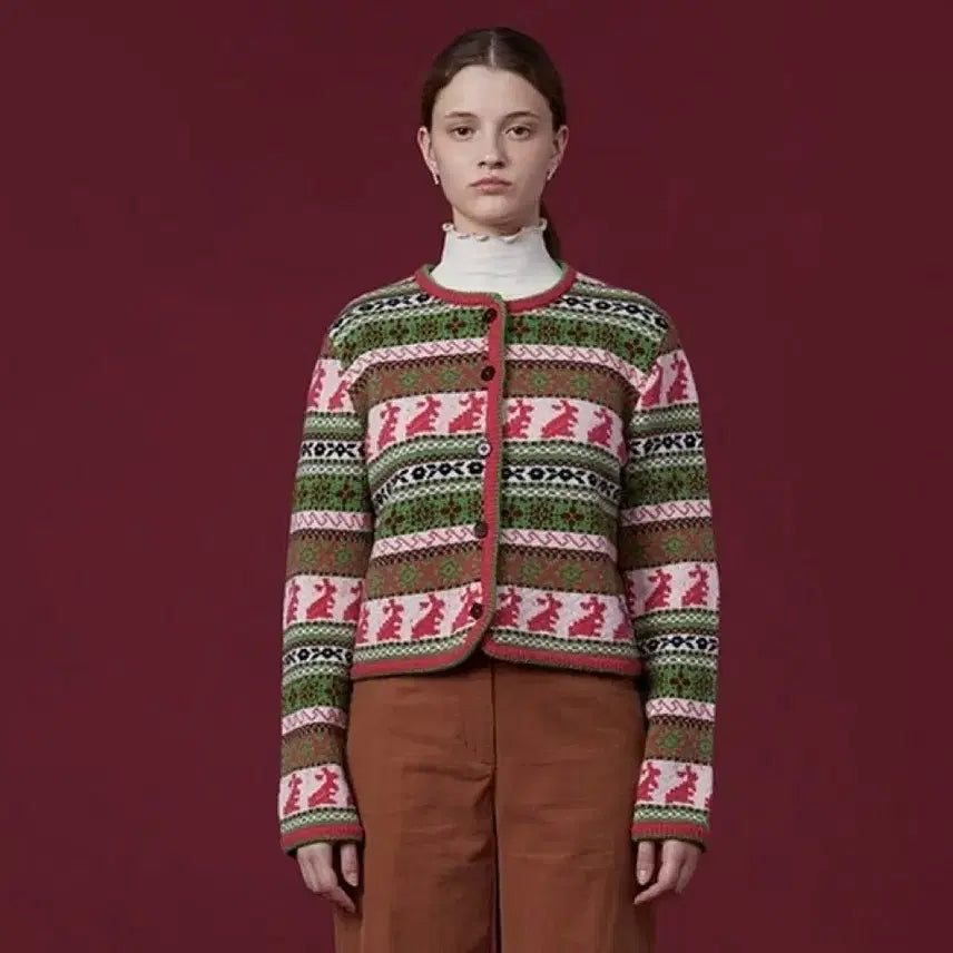 [BUNJANG] Thursday Island Jacquard Rabbit Cardigan / 새상품)써스데이아일랜드 쟈카드 래빗 가디건