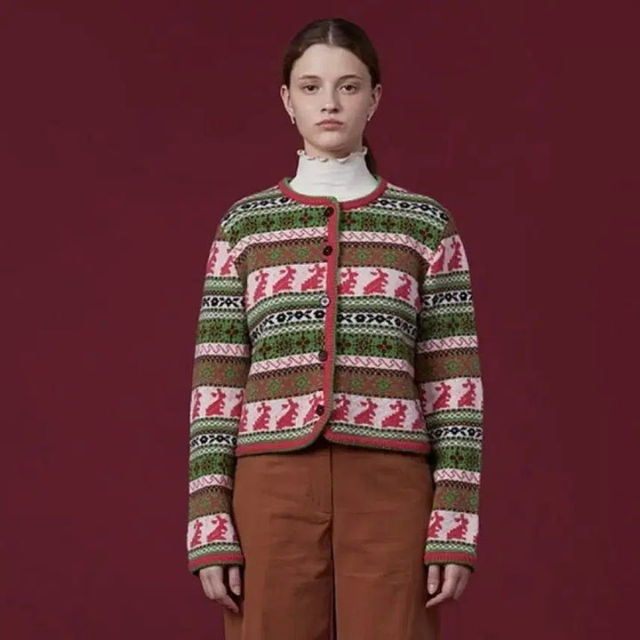 [BUNJANG] Thursday Island Jacquard Rabbit Cardigan / 새상품)써스데이아일랜드 쟈카드 래빗 가디건