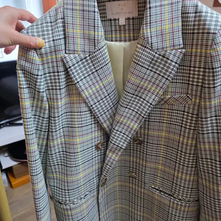 [BUNJANG] Plastic Island Check Double Jacket / 플라스틱아일랜드 체크 더블 자켓