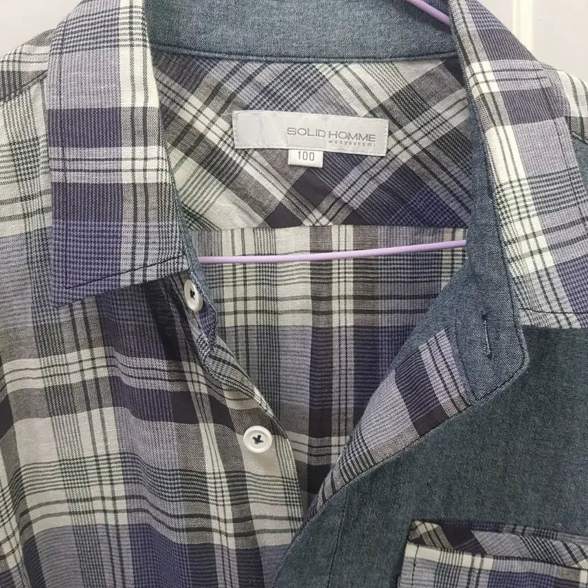 [BUNJANG] Solid Homme Check Short Sleeve Shirt / 솔리드옴므 체크 반팔 셔츠 100