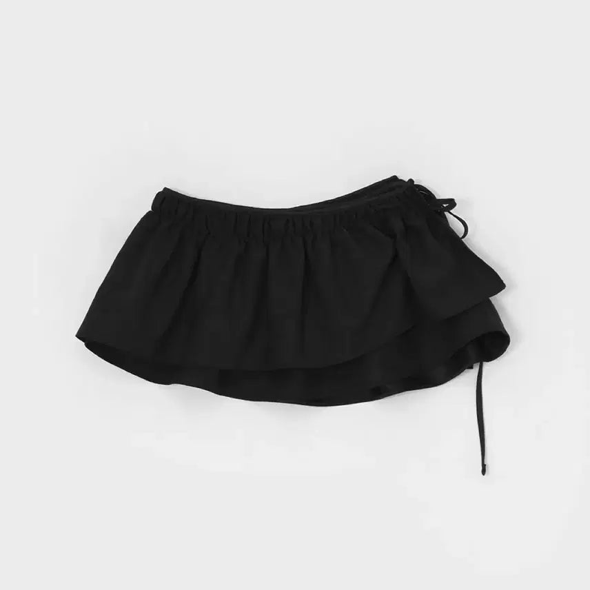 [BUNJANG] Black Up Shirring Layered Wrap Skirt / 블랙업 셔링 레이어드 랩 스커트