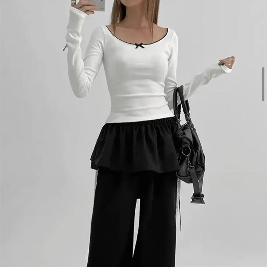 [BUNJANG] Black Up Shirring Layered Wrap Skirt / 블랙업 셔링 레이어드 랩 스커트
