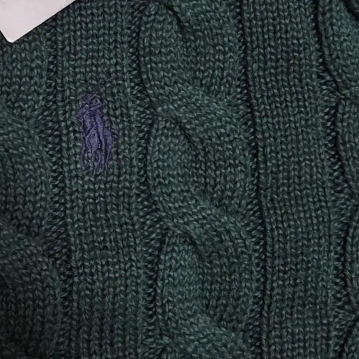 [BUNJANG] Polo Cable Knit Sweater / 폴로 케이블니트 S사이즈 다크그린색상 판매합니다. 꽈배기 polo