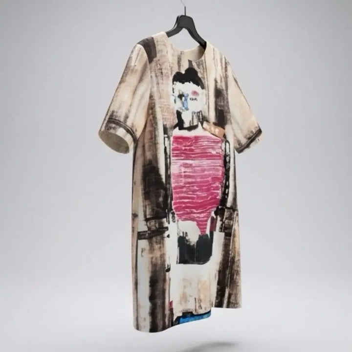 [BUNJANG] Unique Short-Sleeve Dress / 여성S/ 수입 한폭의 그림 유니크 반팔 원피스 BG 36-8