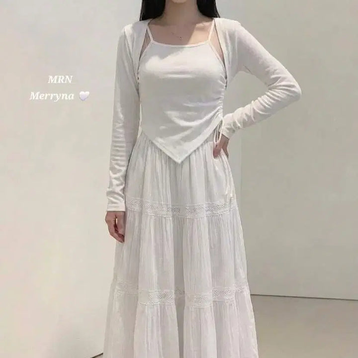 [BUNJANG] Merryna Diagonal Shirring Layered T-shirt / (빠른배송/국내제작) 사선 셔링 레이어드 티 3color