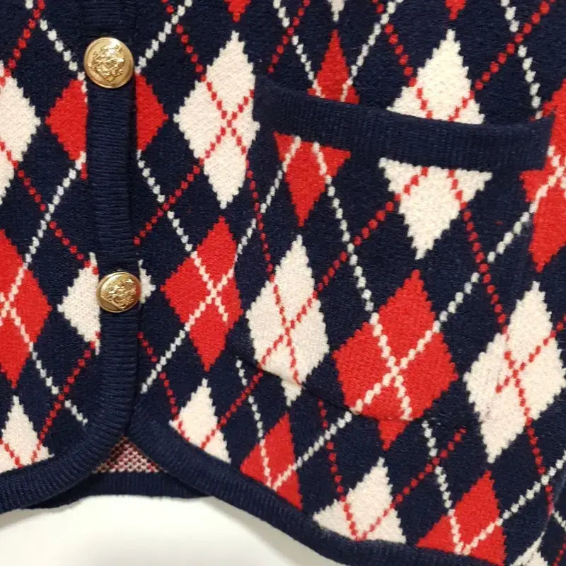 [BUNJANG] 8Seconds Argyle Knit Cardigan / 에잇세컨즈 멀티 자카드 아가일 니트 가디건 S_M2252