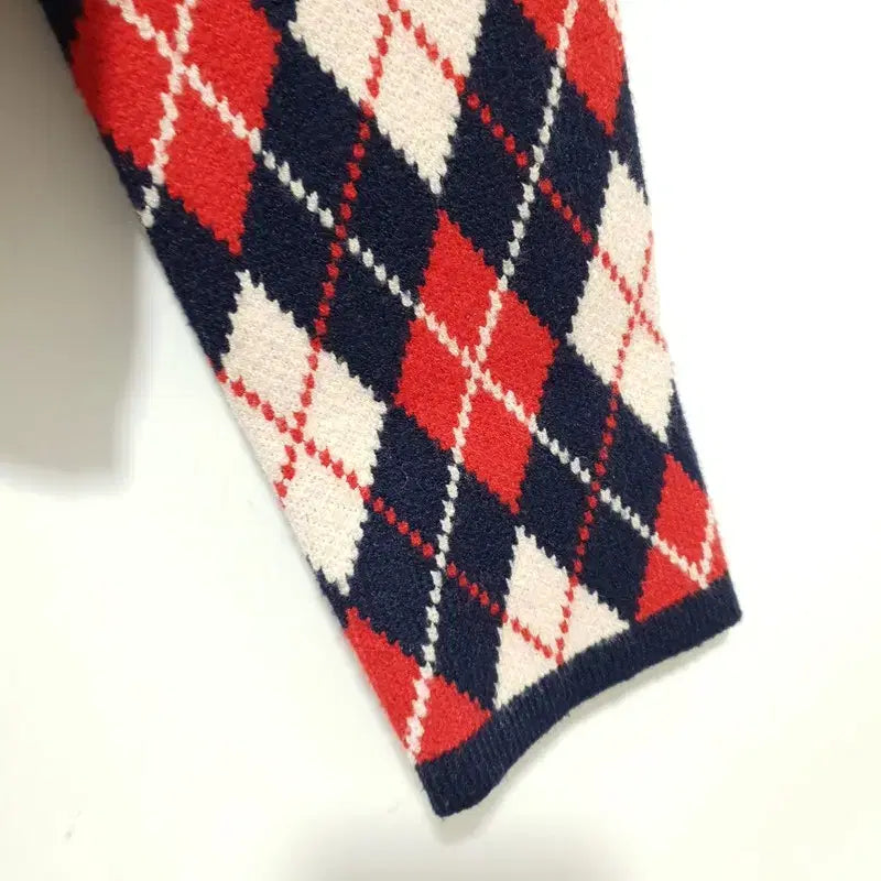 [BUNJANG] 8Seconds Argyle Knit Cardigan / 에잇세컨즈 멀티 자카드 아가일 니트 가디건 S_M2252