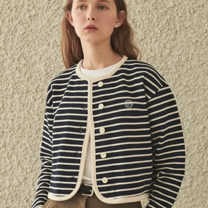[BUNJANG] Ronron Tweed Sweat Cardigan Navy / 새상품 론론 트위드 스웨트 가디건 네이비