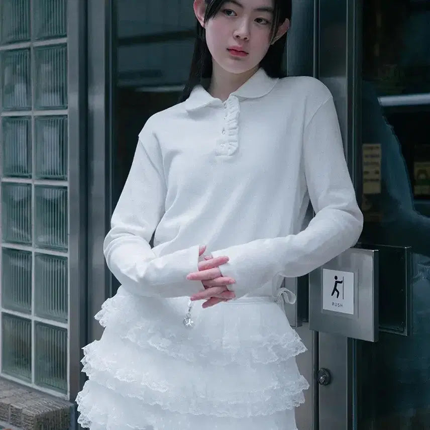 [BUNJANG] Ohescio Lace Layered Wrap Skirt / 오헤시오 캉캉 레이스 리본 랩 스커트 벨트 레이어드