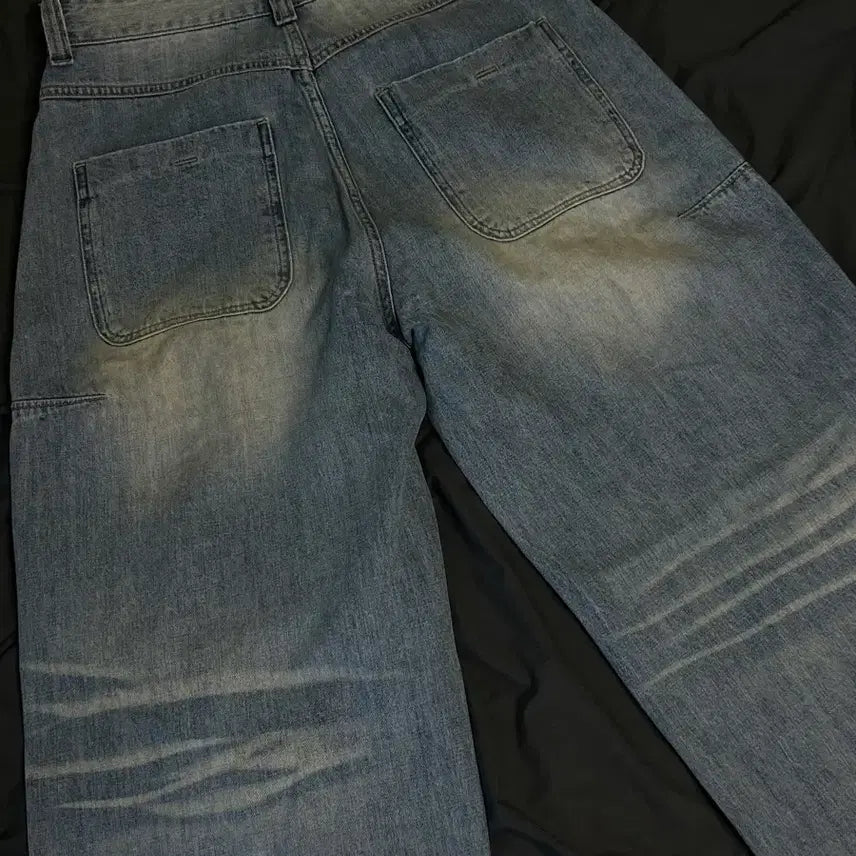 [BUNJANG] Knowun Distressed Wide Denim Pants / 노운 디스트로이드 와이드 데님(0)