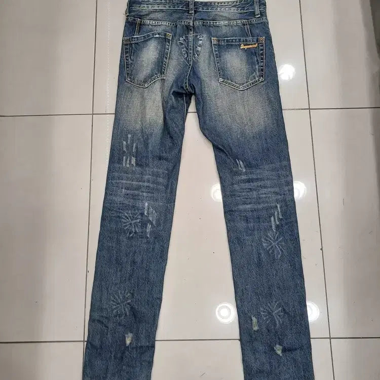 [BUNJANG] Vintage Biker Jeans / 슬림30사이즈 바이커느낌 청바지 지퍼장식 워싱 중고 빈티지 헤짐