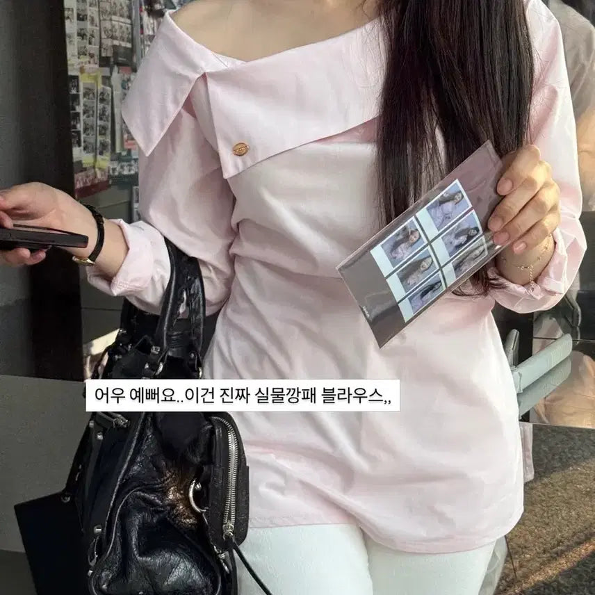 [BUNJANG] Anotic Off-Shoulder Blouse Pink / 아노에틱 오프숄더 블라우스 핑크(11.5->7.0 새상품)