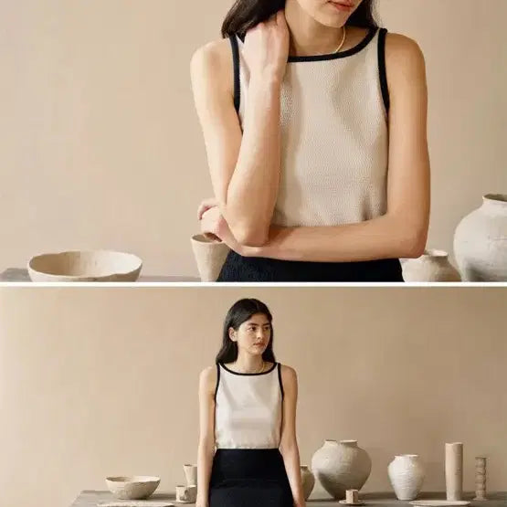 [BUNJANG] Unedit Ivory Sleeveless Top / 새상품) 언에디트 텍스처 슬리브리스 나시 - 아이보리