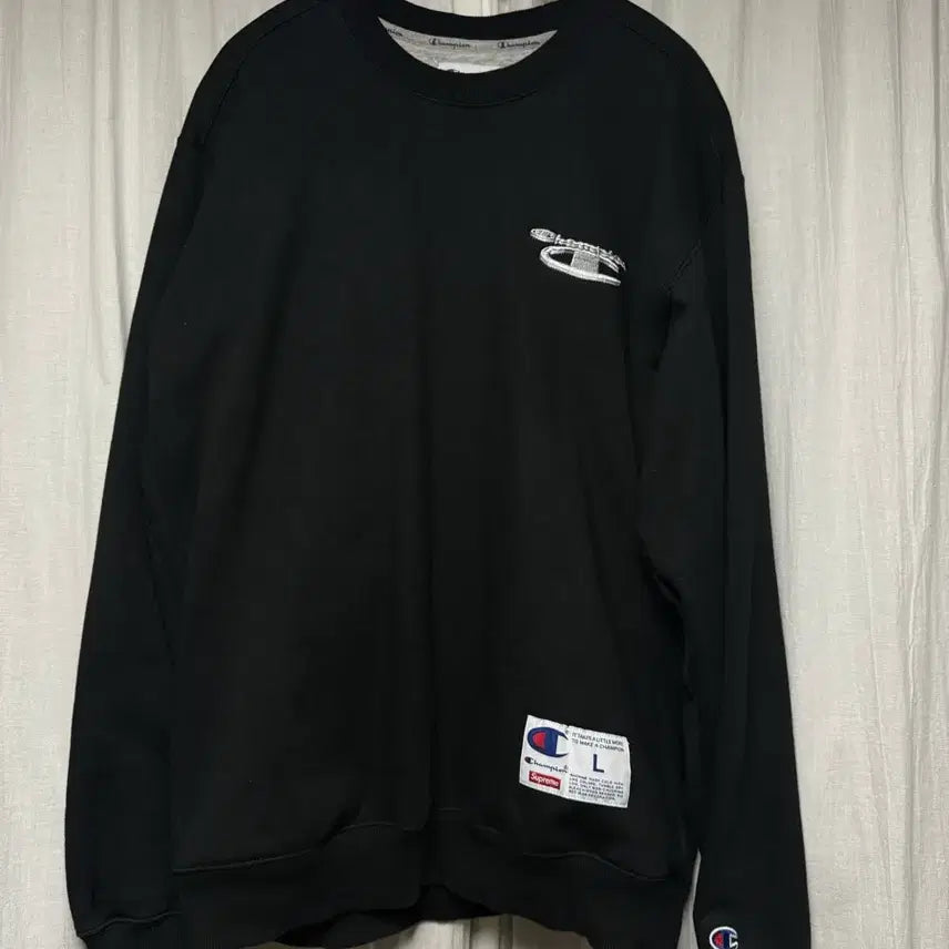 [SOLD OUT] L) 슈프림 챔피온 콜라보 맨투맨 블랙