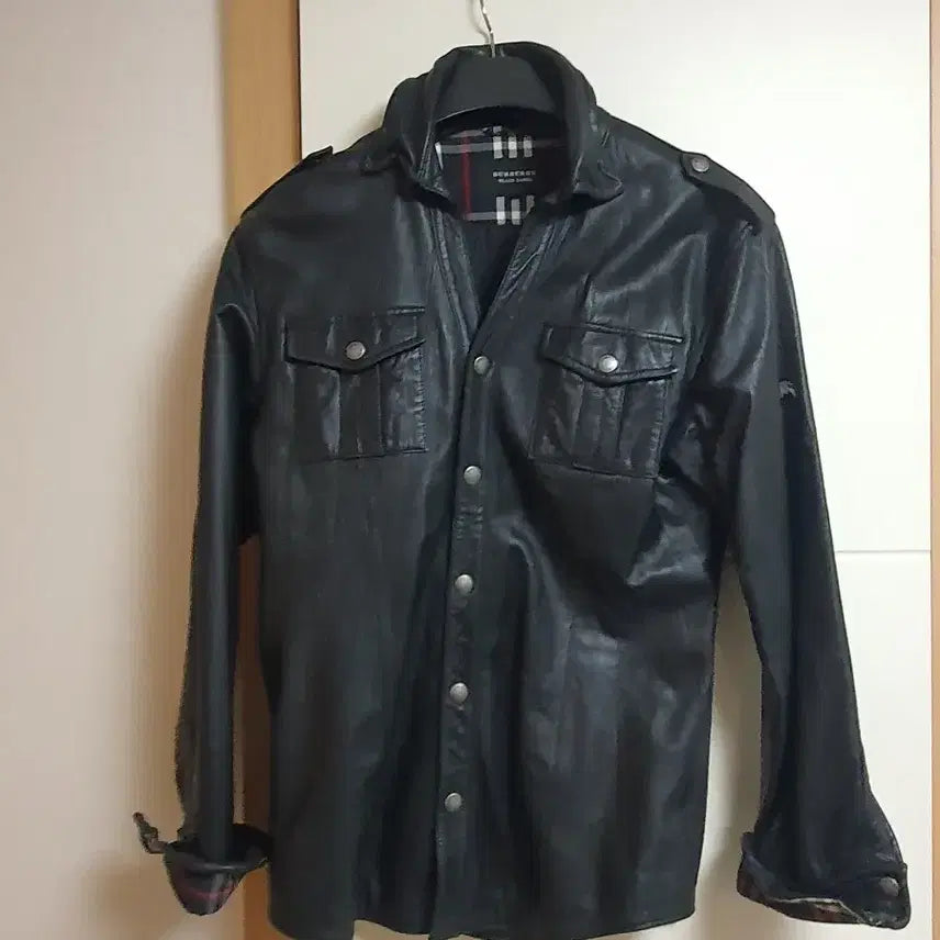 [BUNJANG] Burberry Black Label Leather Shirt Jacket / 버버리 블랙라벨 블랙 가죽 셔츠 자켓