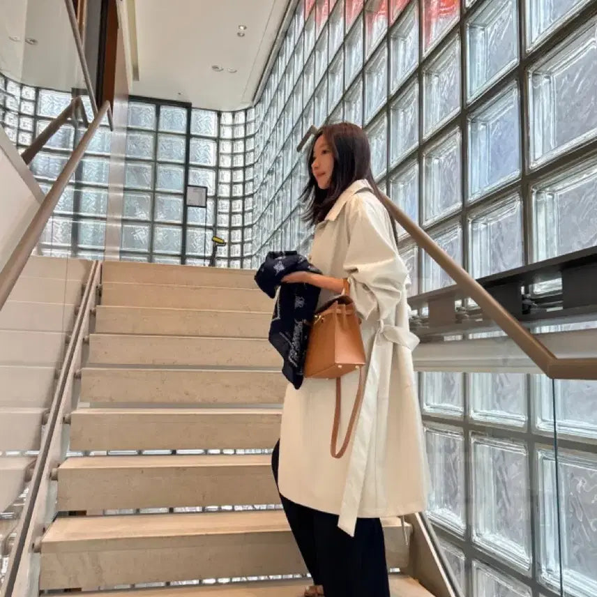 [BUNJANG] 르뮈 Leather Single Trench Coat - Cream / 르뮈 레더 싱글 트렌치코트 크림