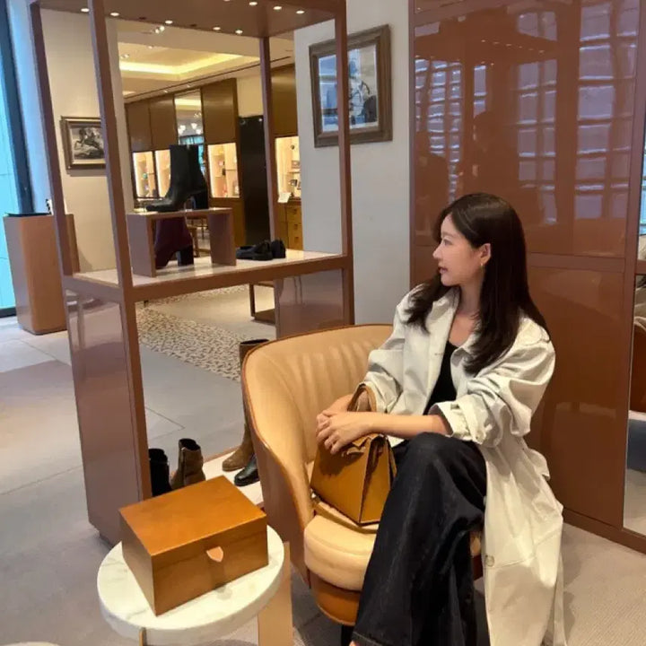 [BUNJANG] 르뮈 Leather Single Trench Coat - Cream / 르뮈 레더 싱글 트렌치코트 크림