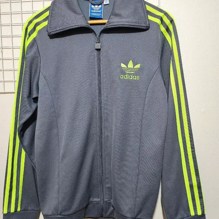 [BUNJANG] Adidas Track Top Gray/Lime / 아디다스 삼선 트랙탑 그레이/라임