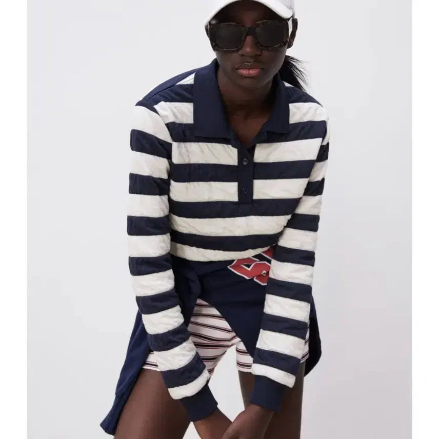 [BUNJANG] ZARA Jacquard Stripe Polo Sweater / 자라(ZARA) 자카드 스트라이프 스웨터 L