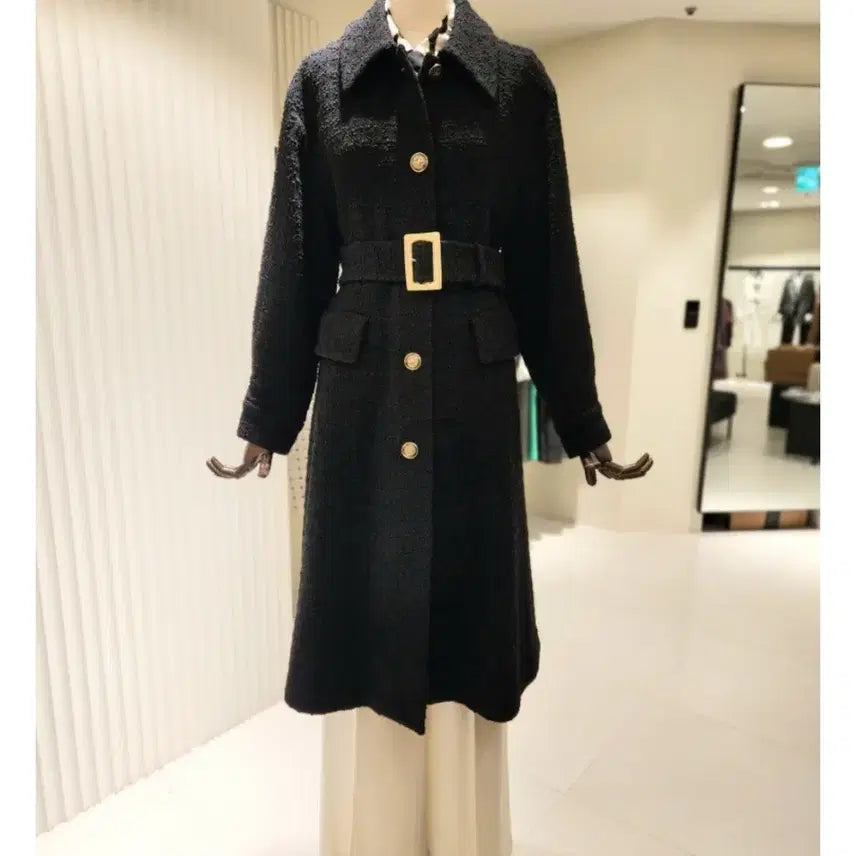 [BUNJANG] MOJO.S.PINE Belted Wool Coat Black Size 55 / 새상품) 모조에스핀 코트 55