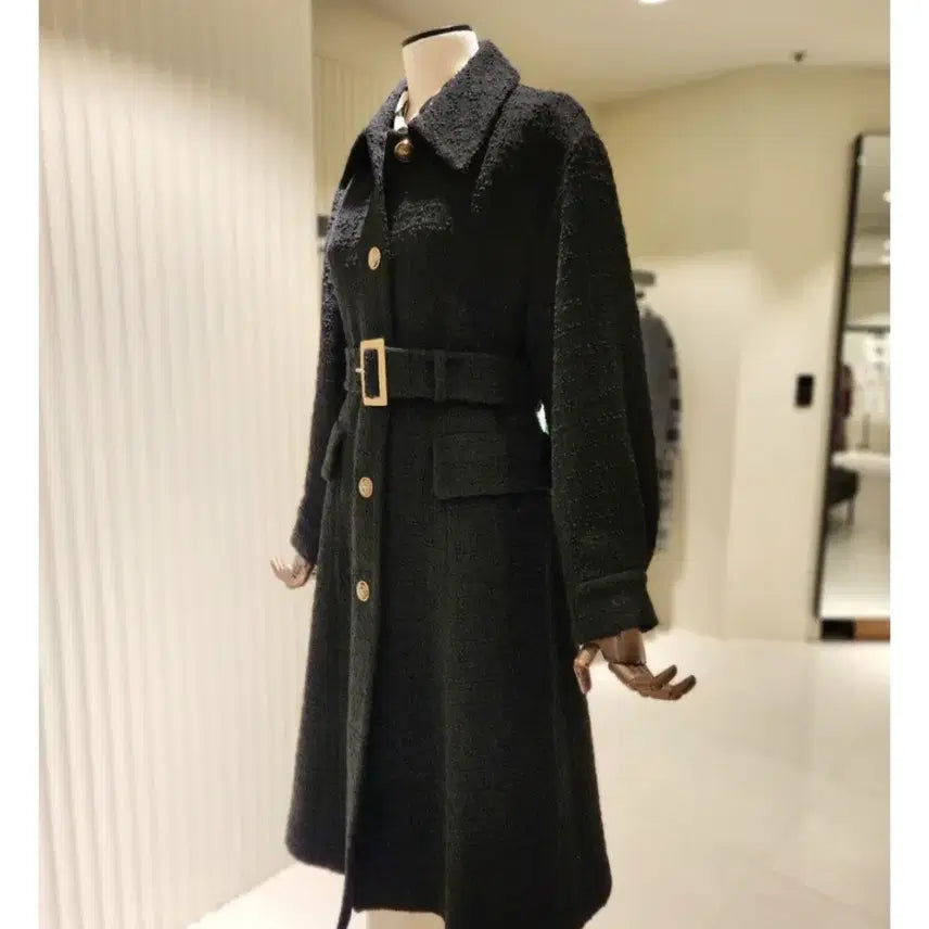 [BUNJANG] MOJO.S.PINE Belted Wool Coat Black Size 55 / 새상품) 모조에스핀 코트 55